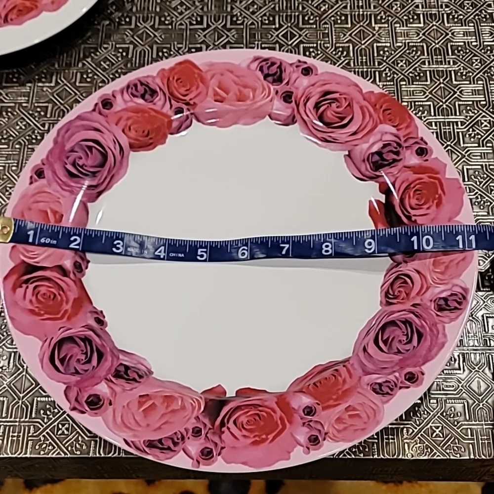 Rosanna Accent Dish Set American Beauty Rose   Pink White 2 pcs.